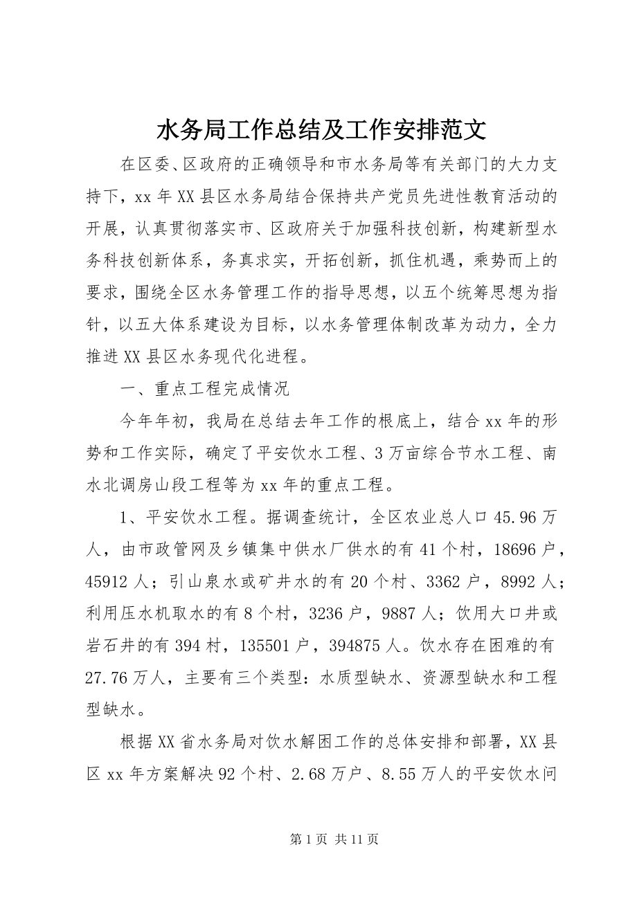 2023年水务局工作总结及工作安排2.docx_第1页