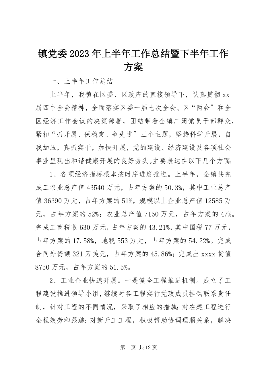 2023年镇党委上半年工作总结暨下半年工作计划4.docx_第1页