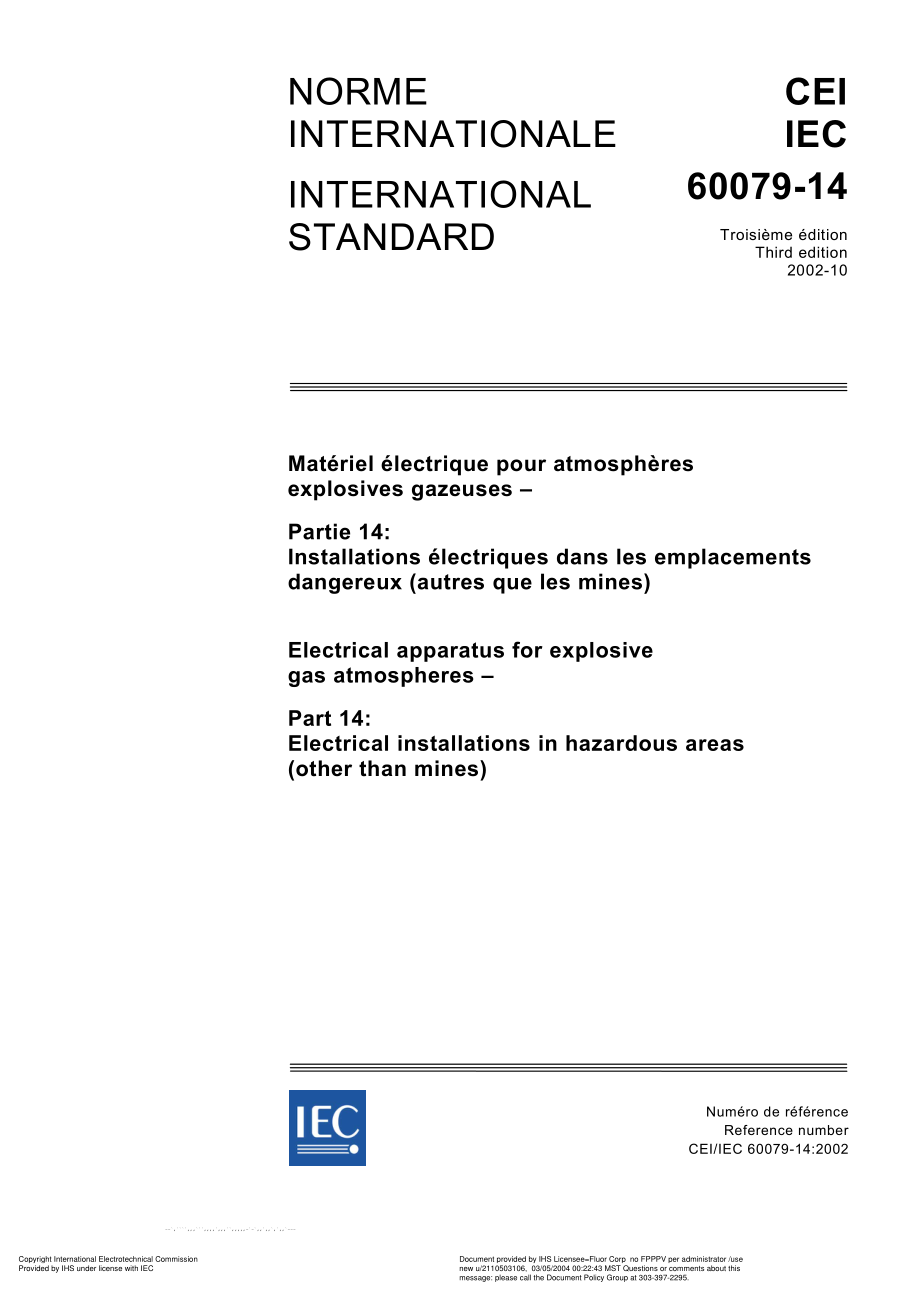 IEC_60079_-14_Electrical_Installations_in_Hazardous_Areas.pdf_第1页