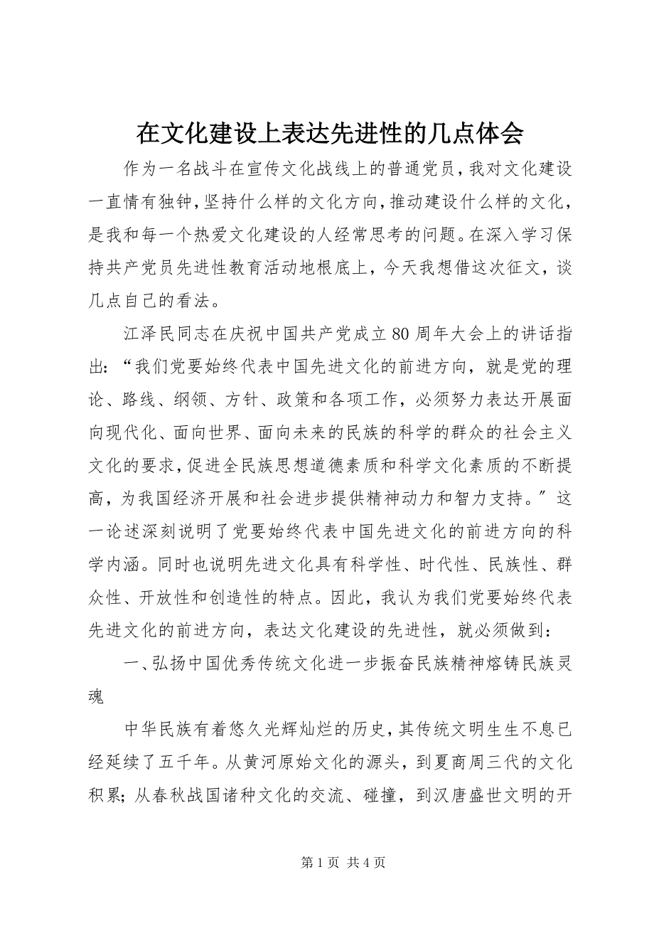 2023年在文化建设上体现先进性的几点体会.docx_第1页