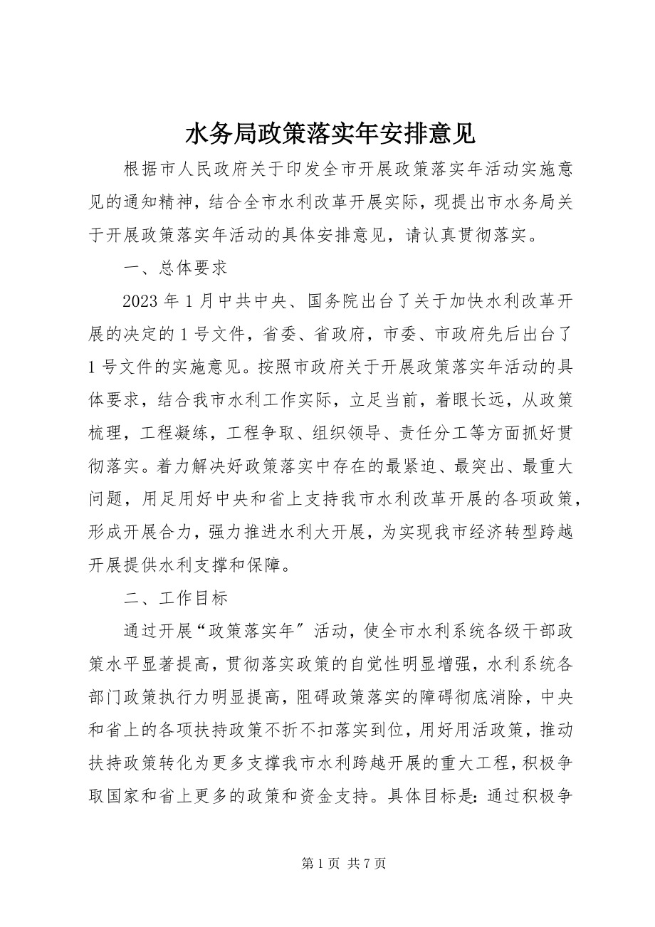 2023年水务局政策落实年安排意见.docx_第1页