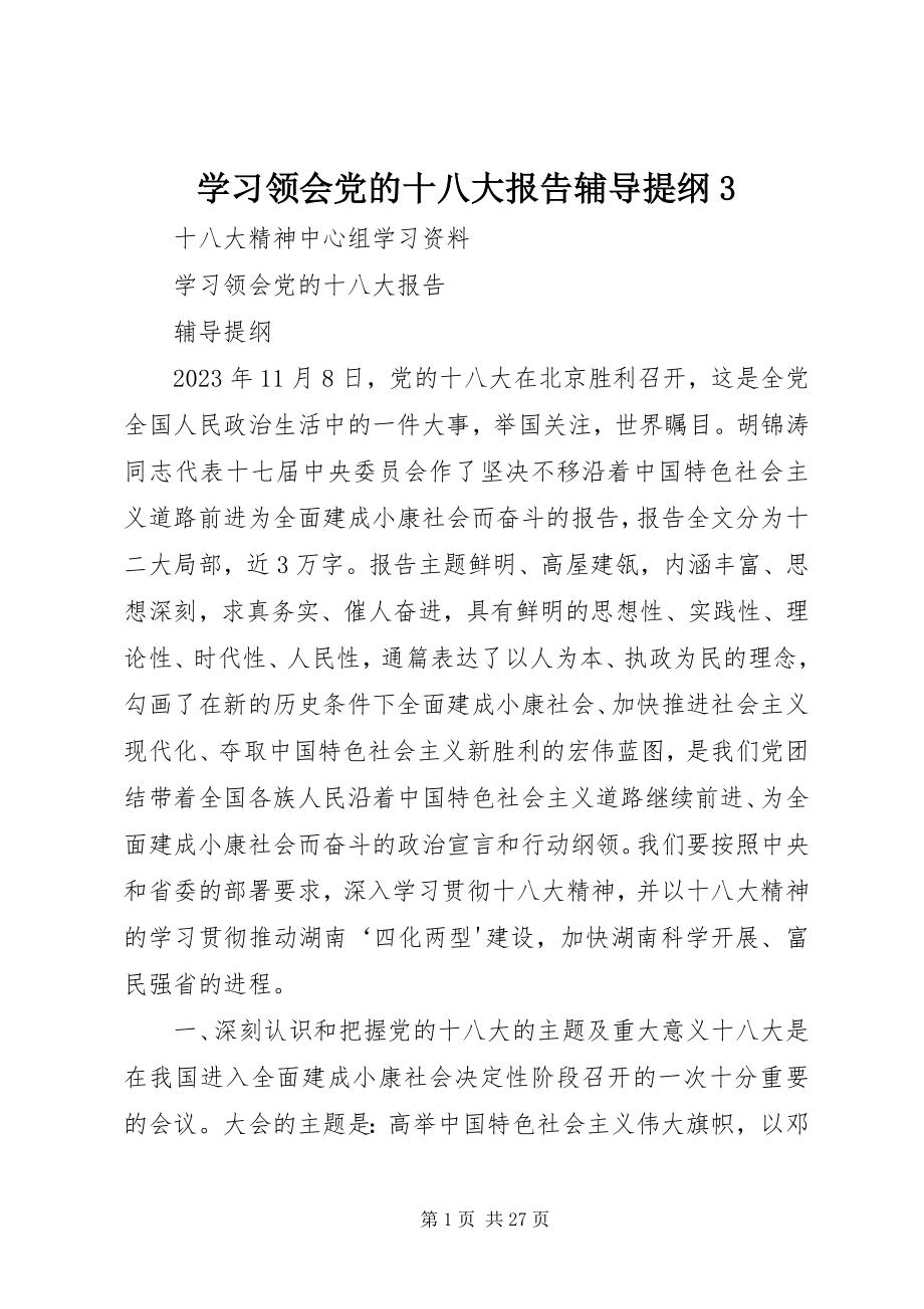 2023年学习领会党的十八大报告辅导提纲3.docx_第1页