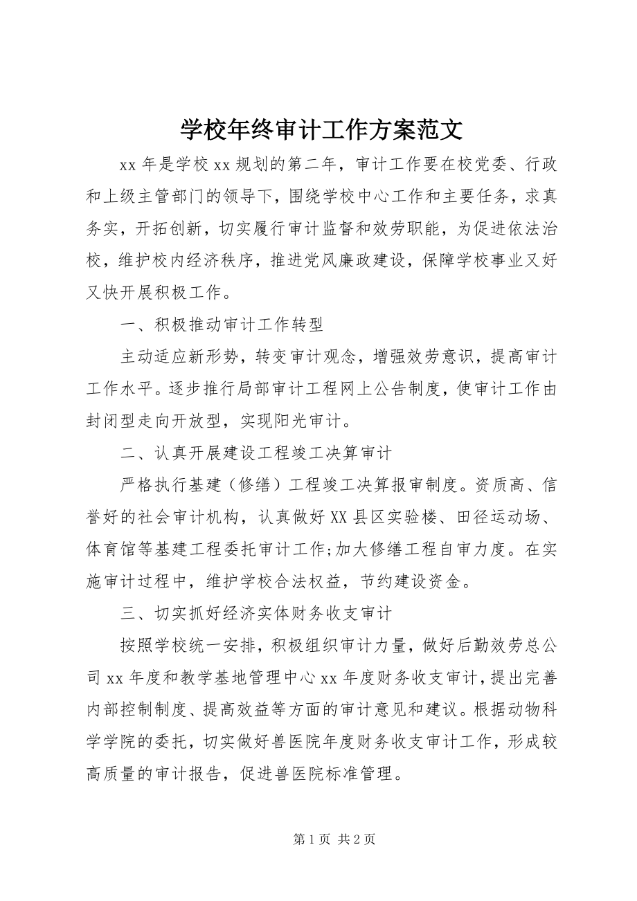 2023年学校年终审计工作计划.docx_第1页