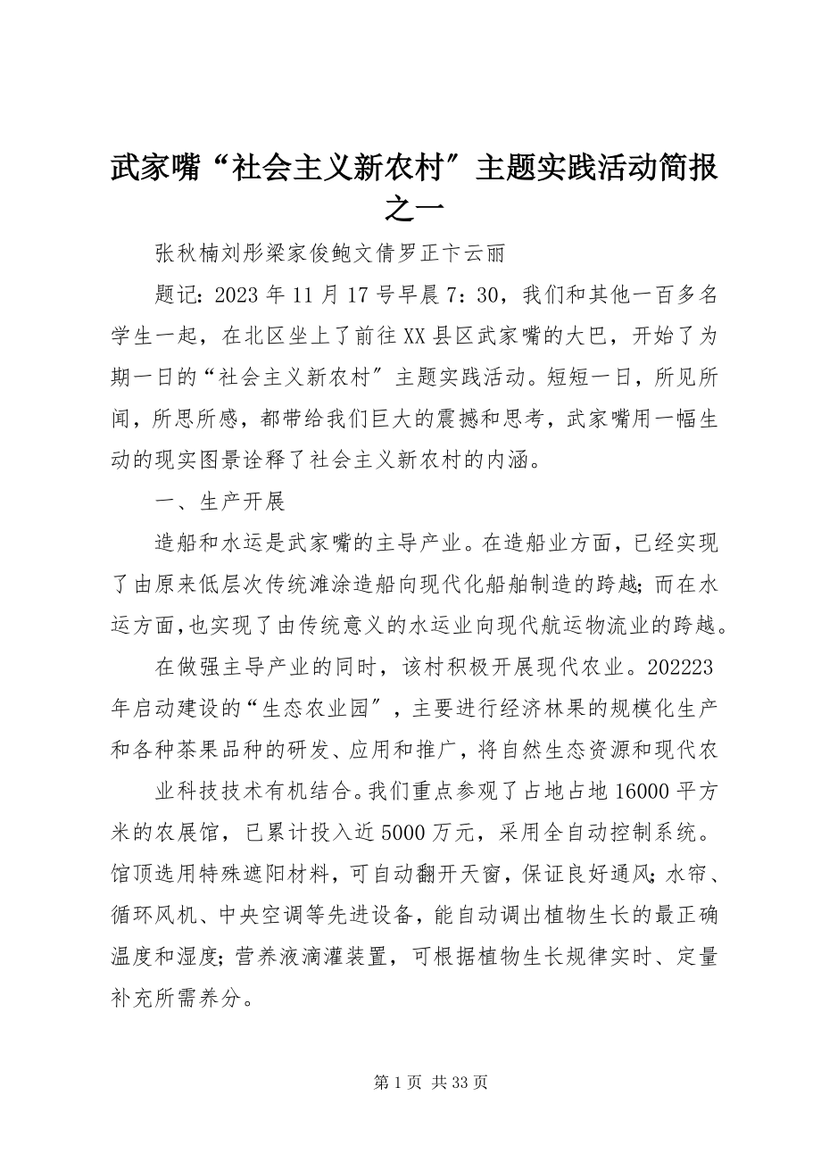 2023年武家嘴“社会主义新农村”主题实践活动简报之一.docx_第1页