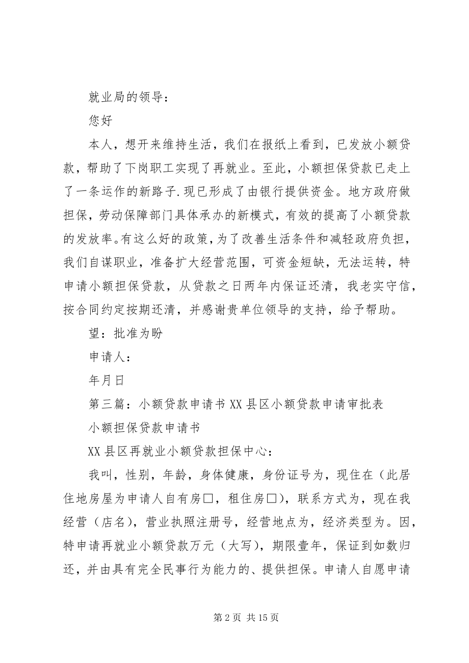 2023年小额贷款申请书合集五篇.docx_第2页