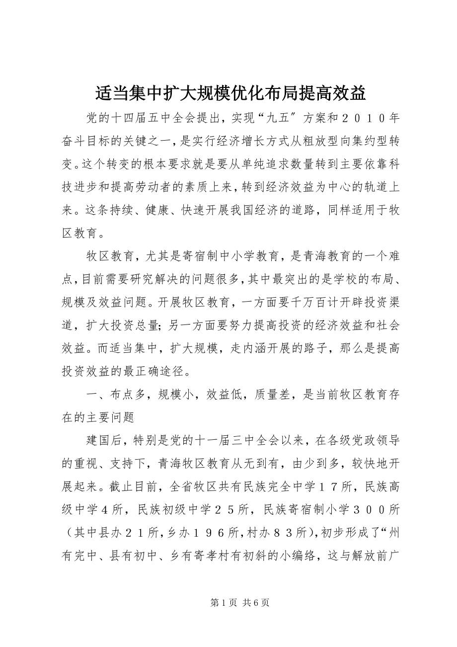 2023年适当集中扩大规模优化布局提高效益.docx_第1页