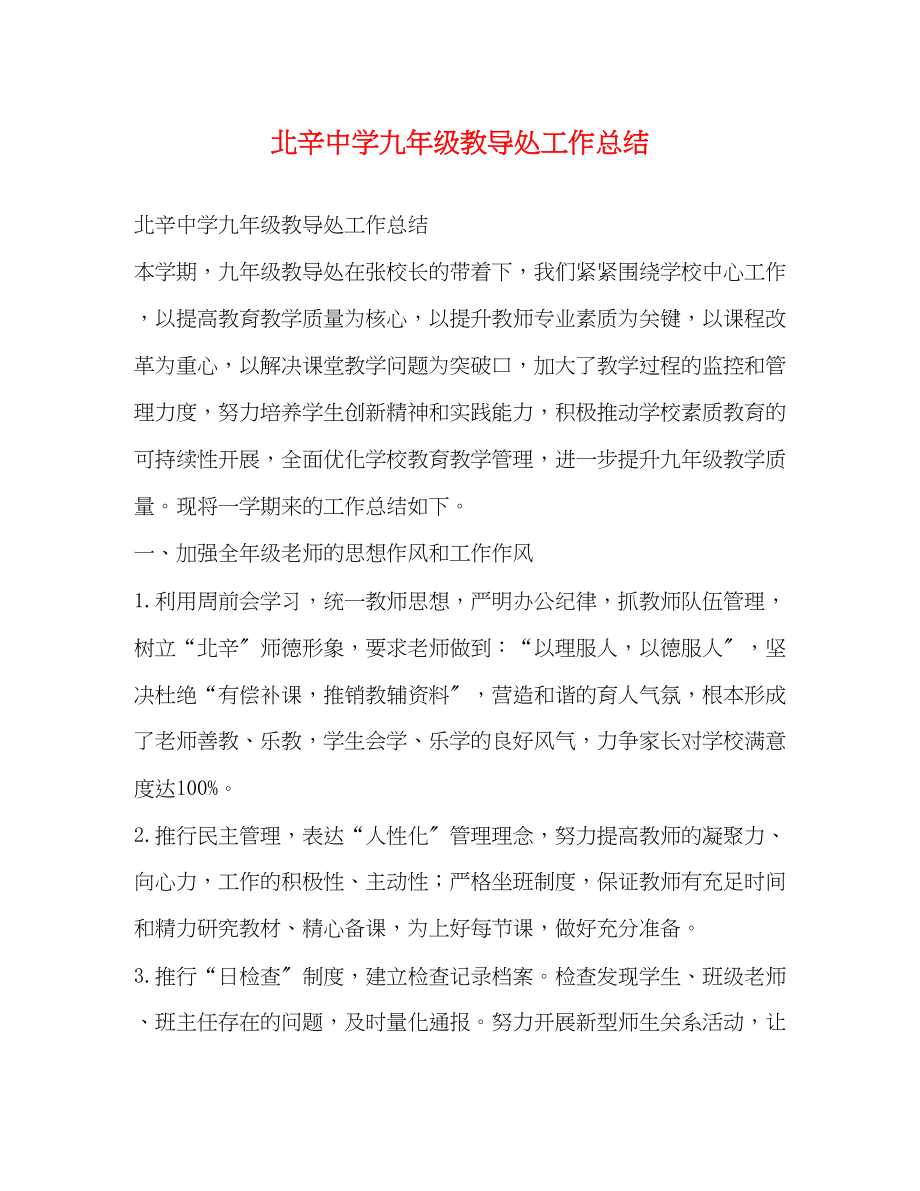 2023年北辛九年级教导处工作总结范文.docx_第1页