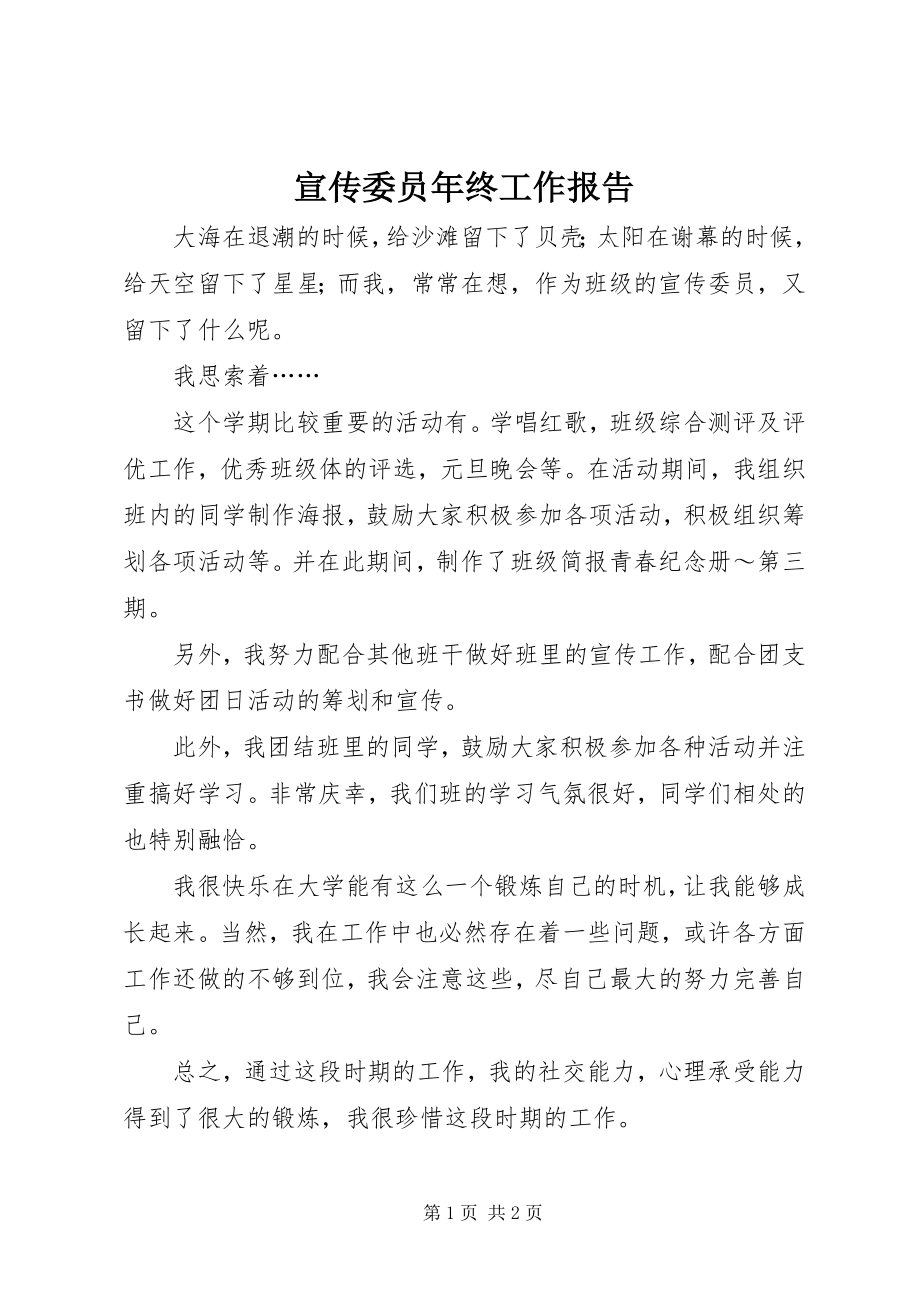 2023年宣传委员年终工作报告.docx_第1页