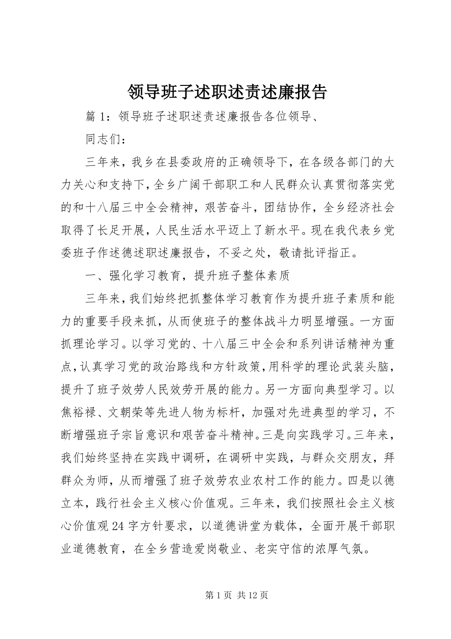 2023年领导班子述职述责述廉报告.docx_第1页