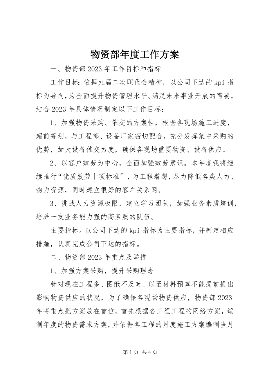 2023年物资部年度工作计划.docx_第1页