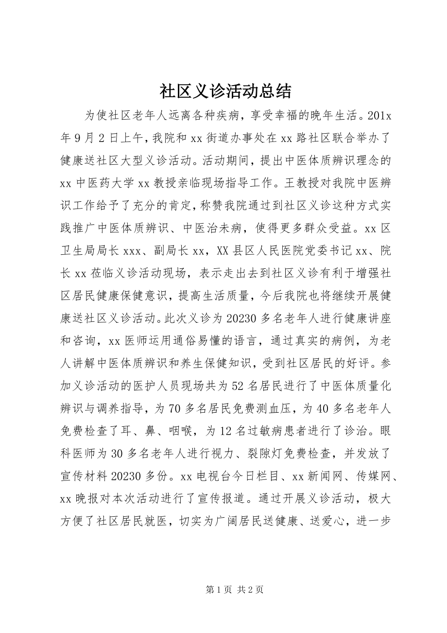 2023年社区义诊活动总结.docx_第1页