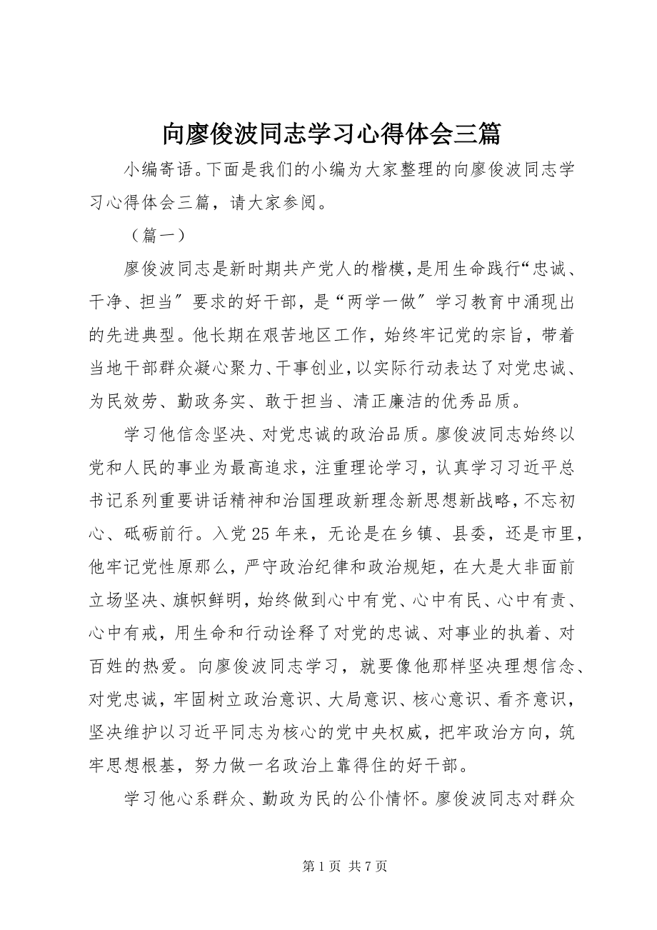 2023年向廖俊波同志学习心得体会三篇.docx_第1页