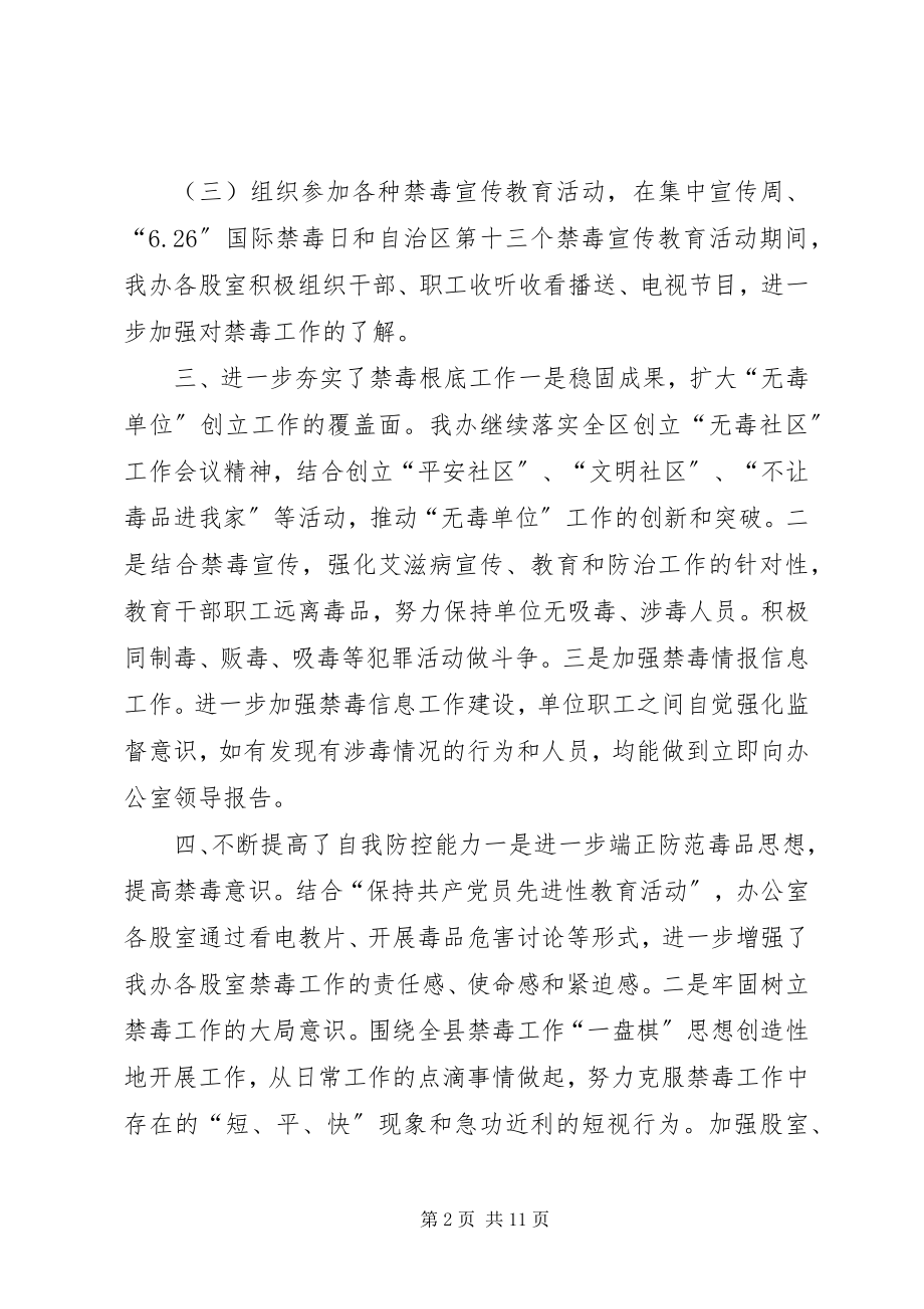 2023年县政府办公室创建无毒单位工作总结.docx_第2页