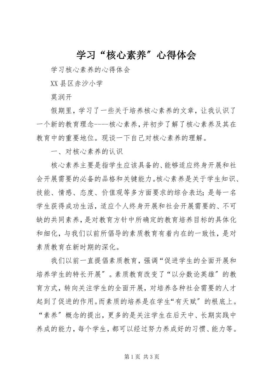 2023年学习“核心素养”心得体会.docx_第1页