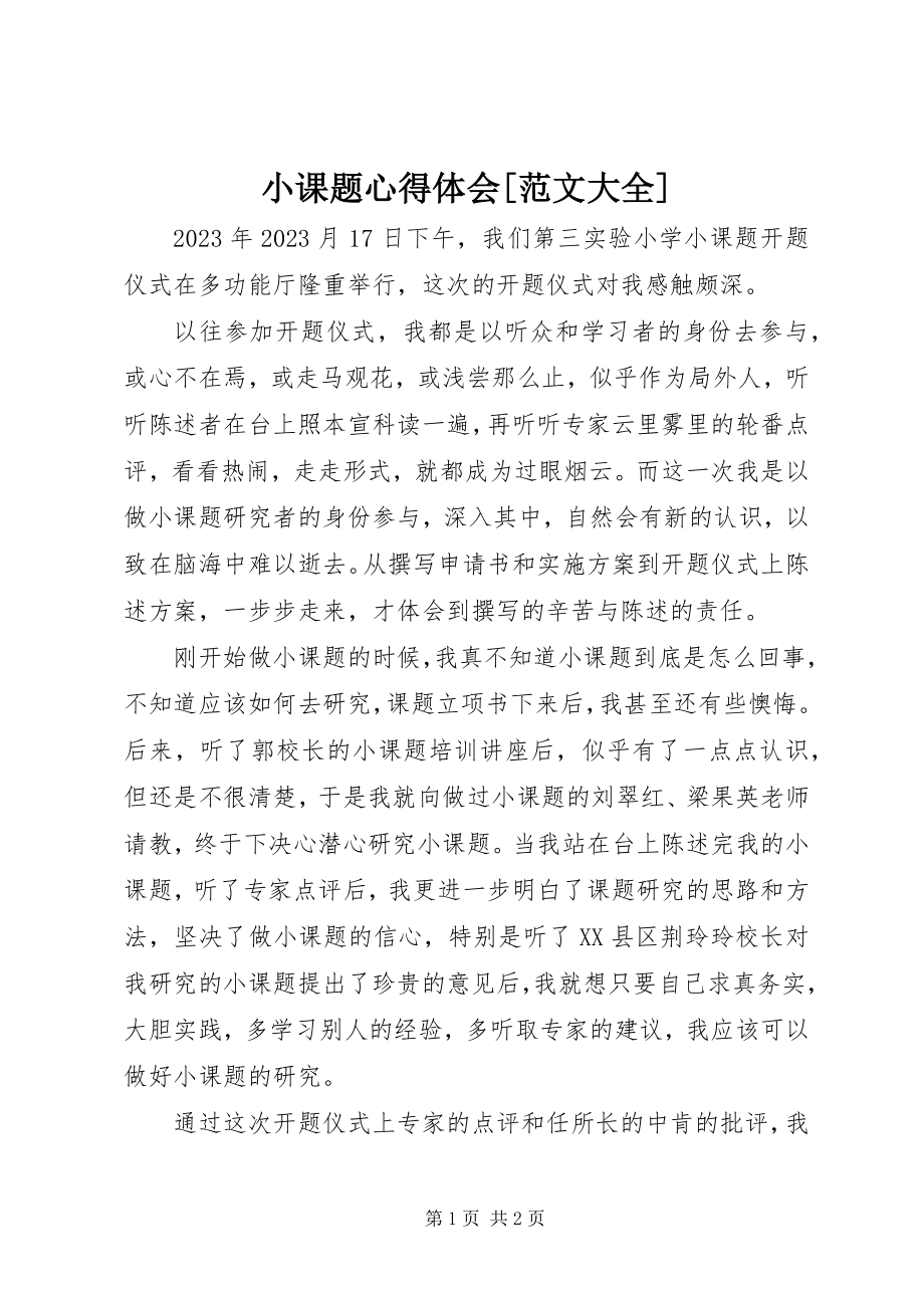 2023年小课题心得体会大全.docx_第1页