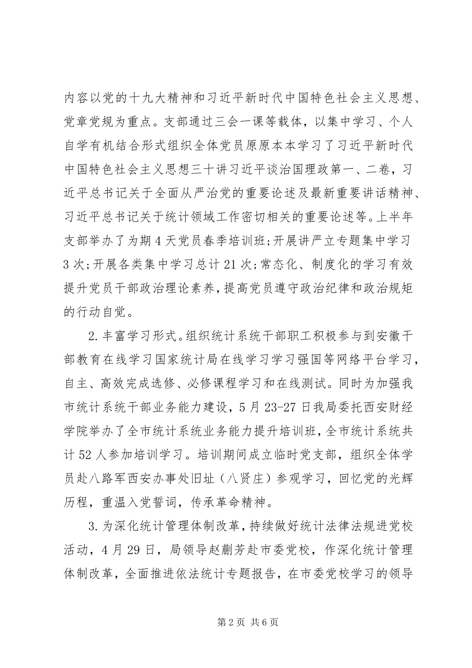 2023年统计局党建工作上半年总结下半年计划.docx_第2页