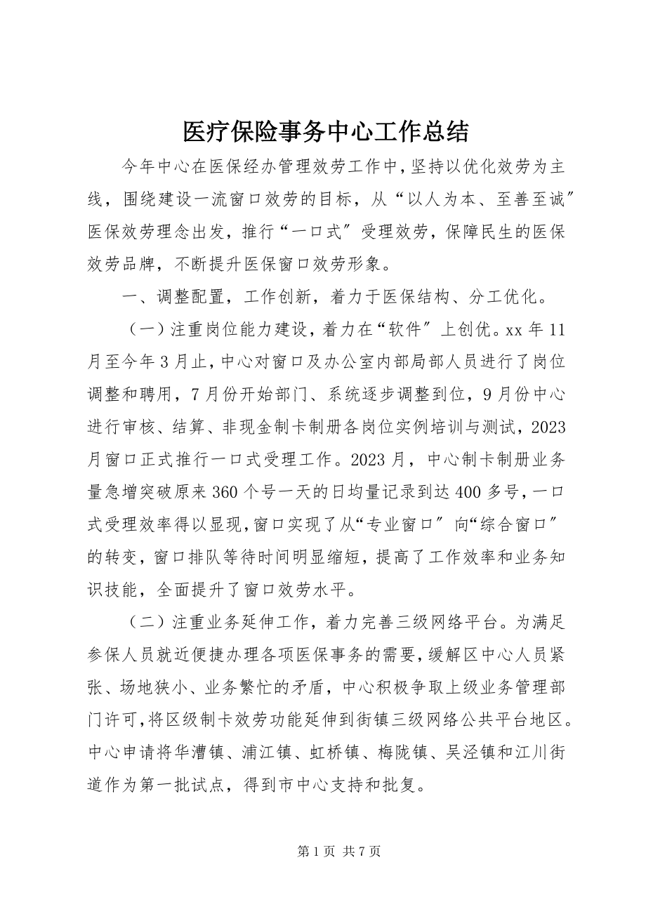 2023年医疗保险事务中心工作总结.docx_第1页