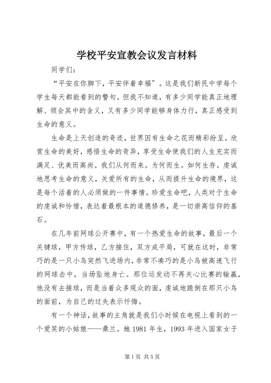 2023年学校安全宣教会议讲话材料.docx_第1页