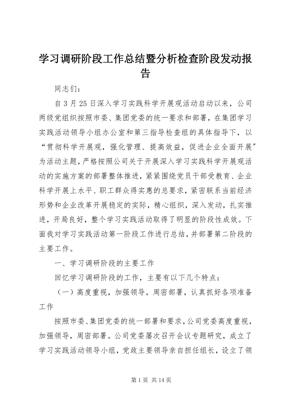 2023年学习调研阶段工作总结暨分析检查阶段动员报告.docx_第1页