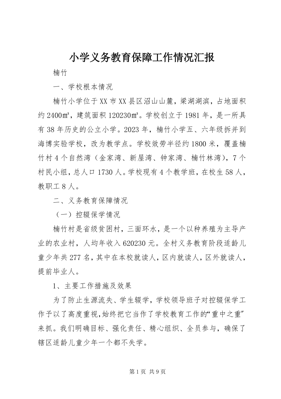 2023年小学义务教育保障工作情况汇报.docx_第1页