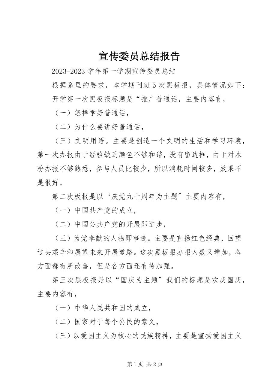 2023年宣传委员总结报告.docx_第1页