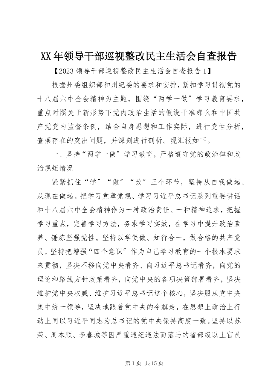 2023年领导干部巡视整改民主生活会自查报告.docx_第1页