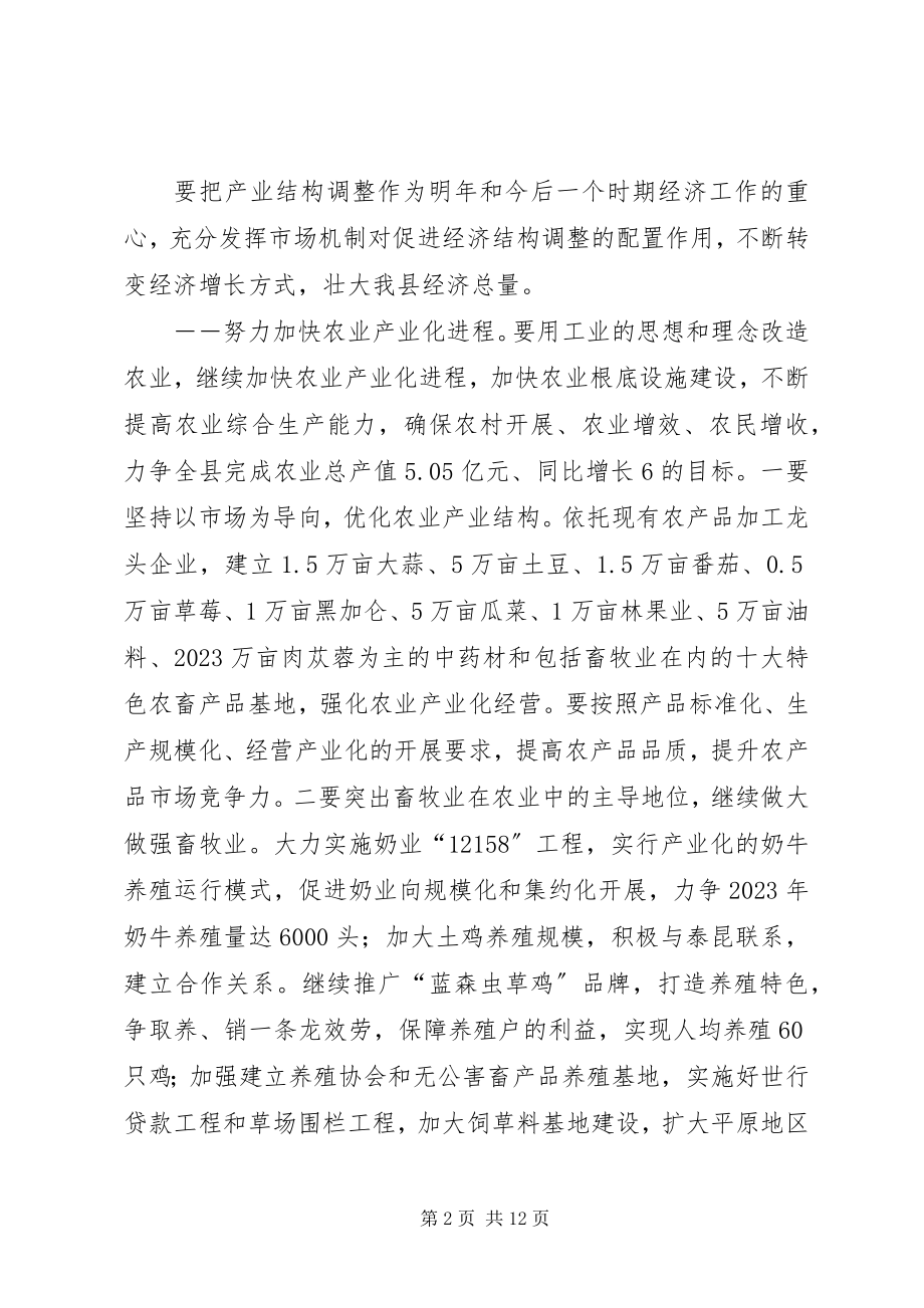 2023年县长在经济工作会议上的致辞.docx_第2页