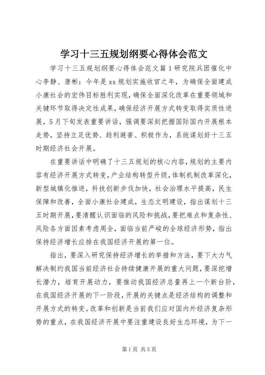 2023年学习十三五规划纲要心得体会.docx_第1页