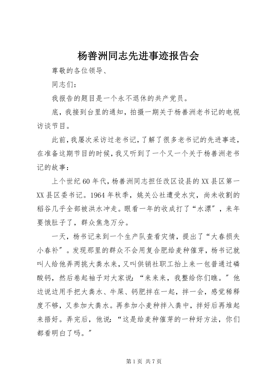 2023年杨善洲同志先进事迹报告会.docx_第1页