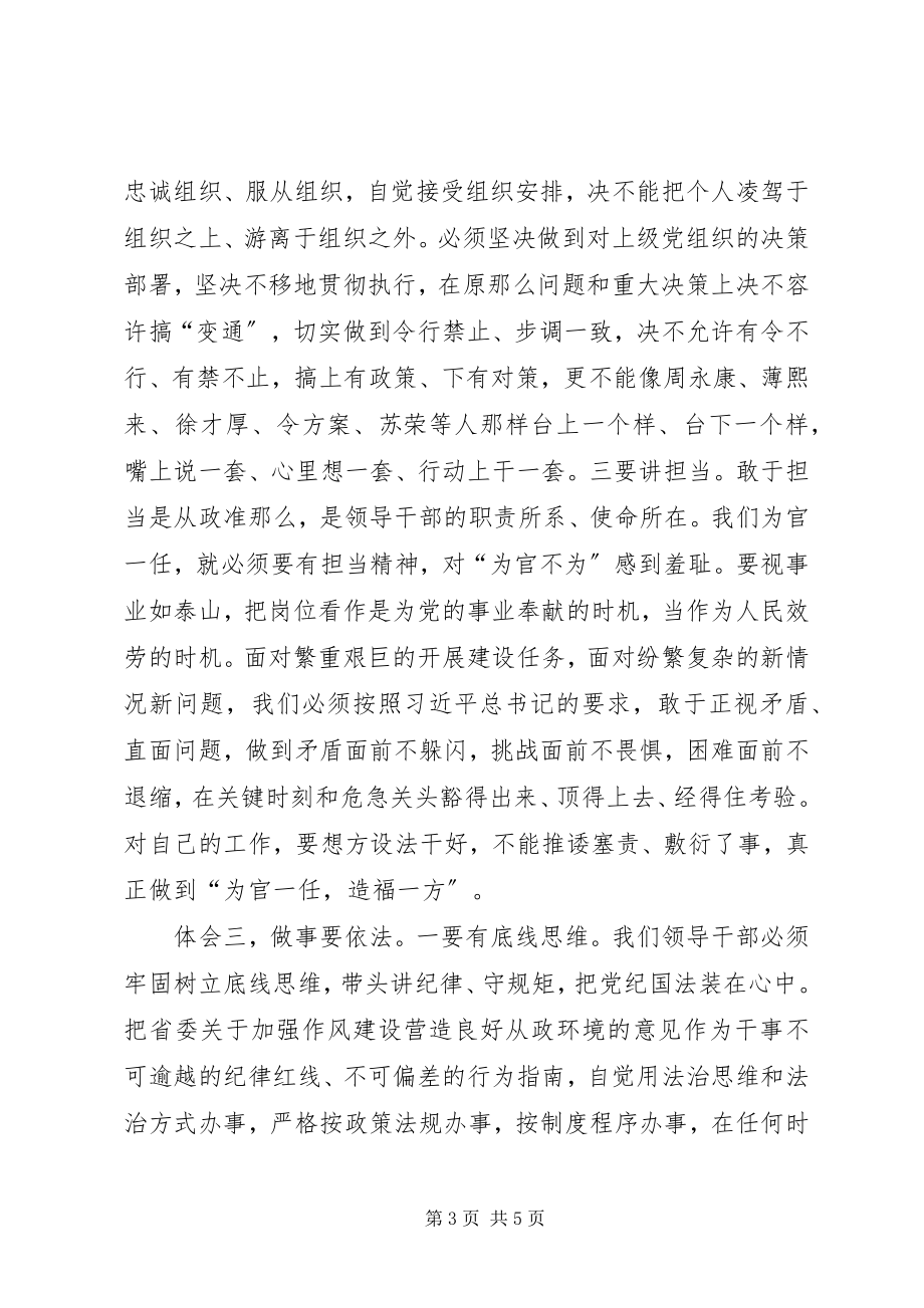 2023年新上XX县区委书记严以律己严守政治纪律研讨讲话稿.docx_第3页