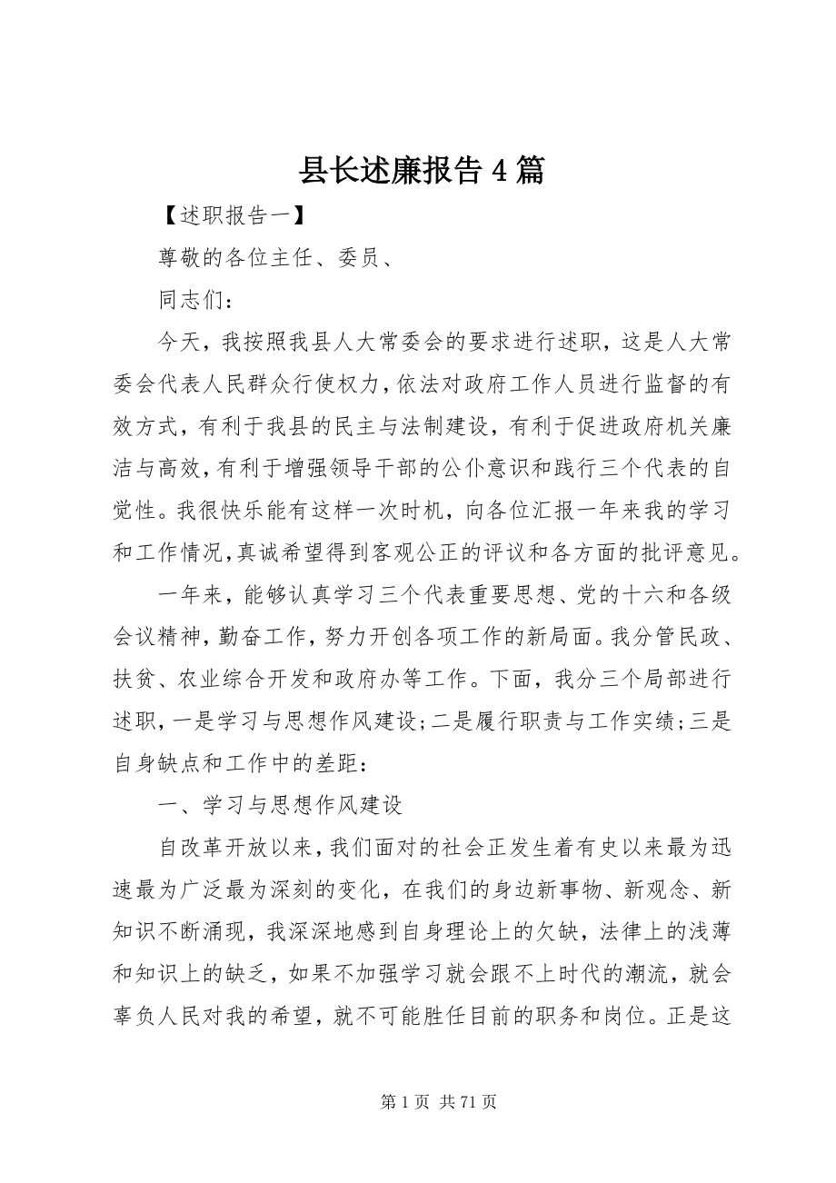 2023年县长述廉报告4篇.docx_第1页