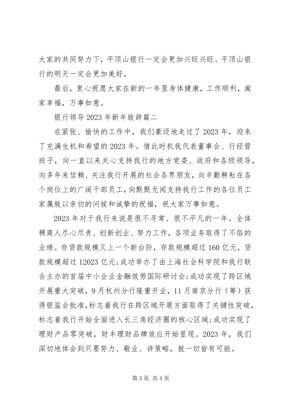 2023年银行领导新年致辞2篇.docx_第3页