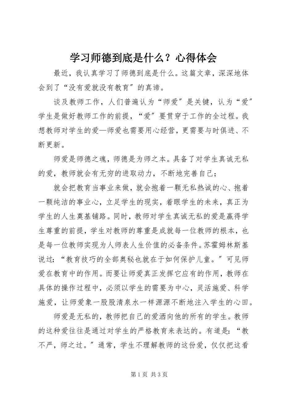 2023年学习《师德到底是什么？》心得体会.docx_第1页