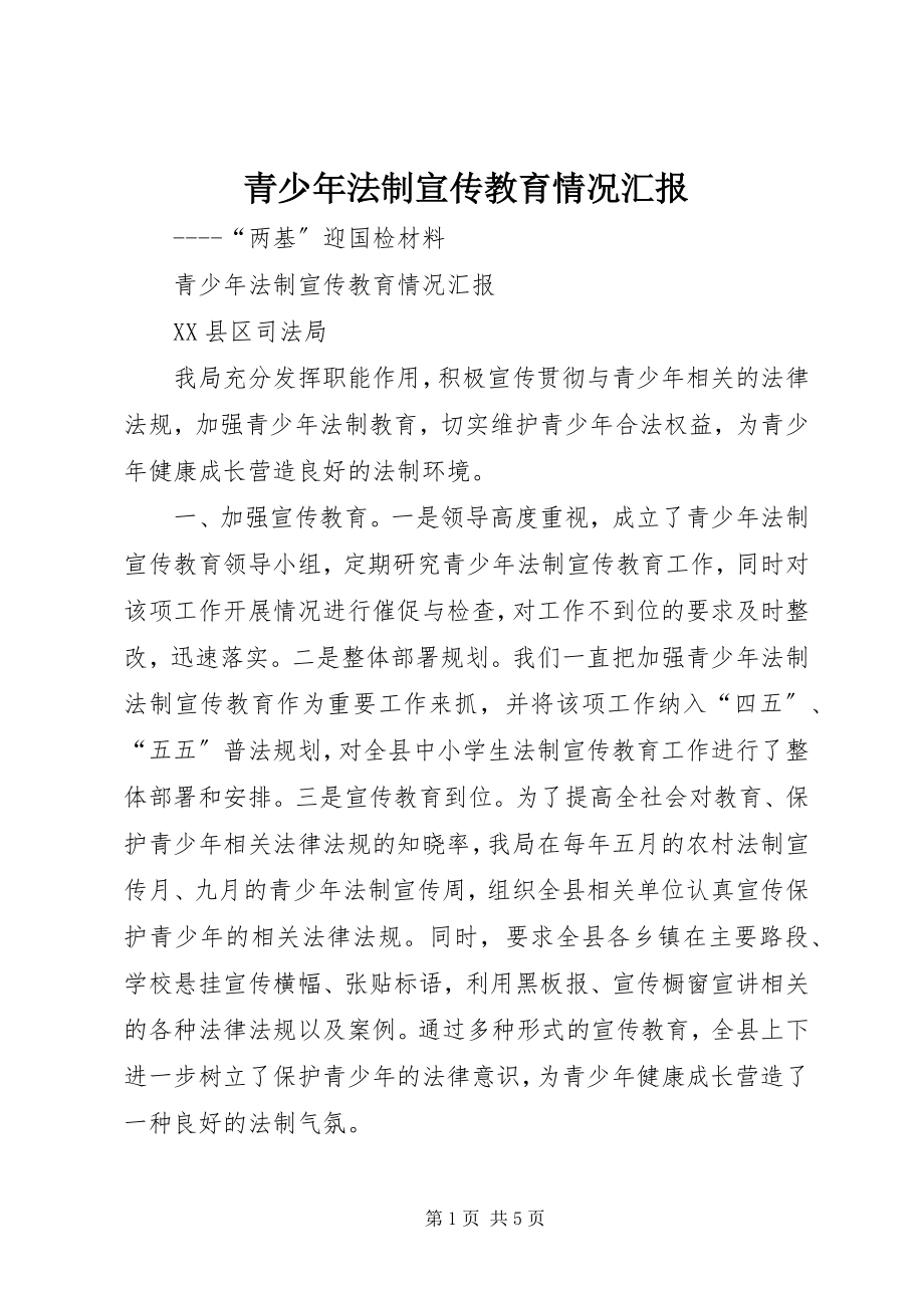 2023年青少年法制宣传教育情况汇报.docx_第1页