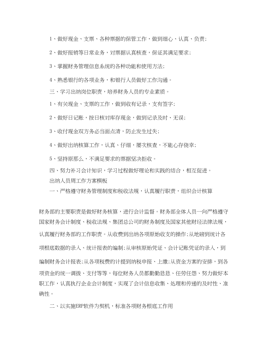 2023年财务出纳人员工作计划怎么写范文.docx_第2页