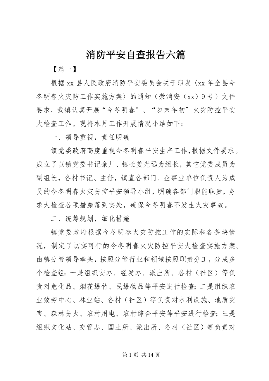 2023年消防安全自查报告六篇.docx_第1页