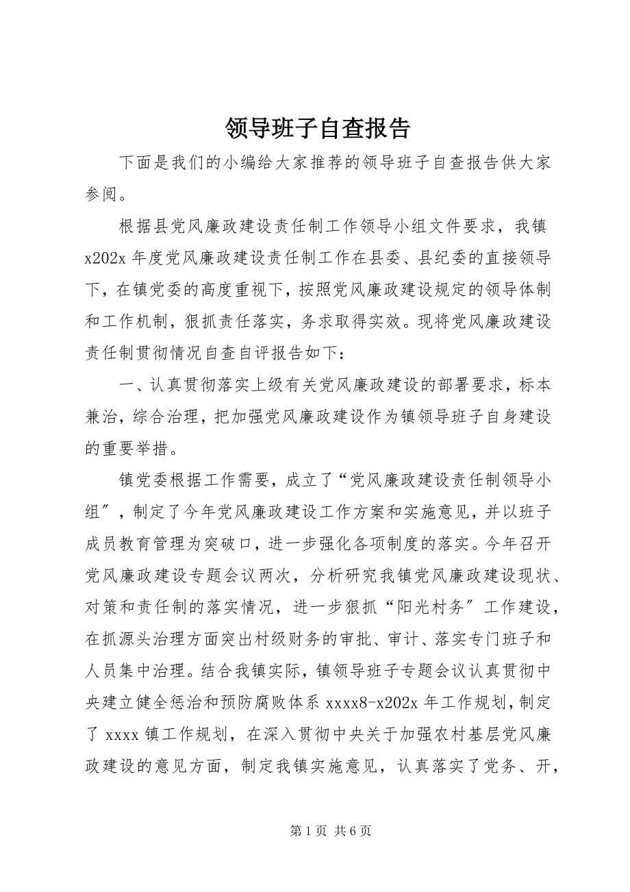 2023年领导班子自查报告.docx_第1页