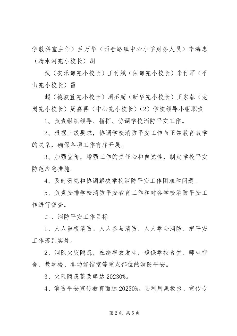 2023年西舍路镇中心小学消防安全工作计划五篇材料.docx_第2页