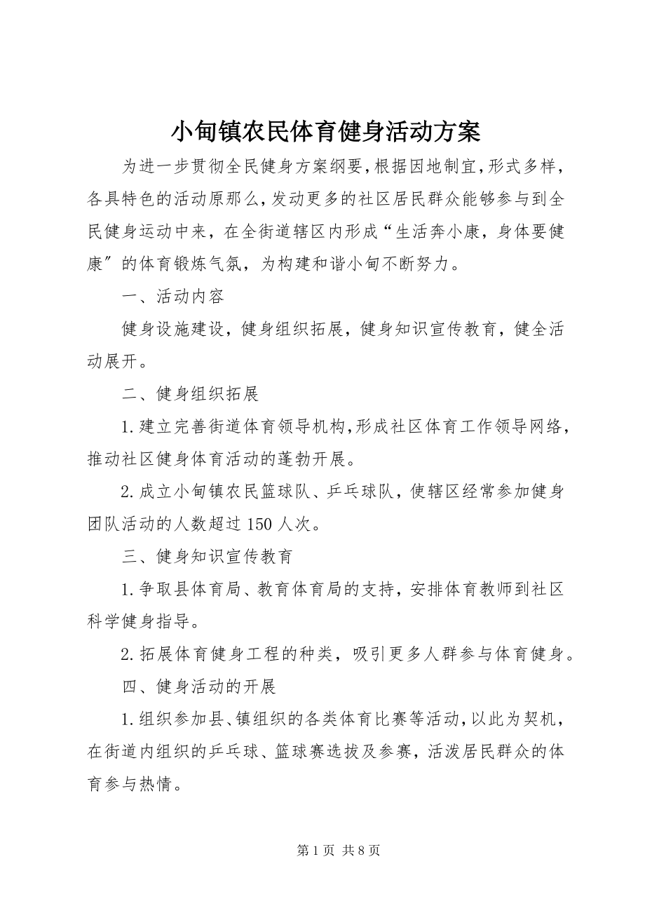 2023年小甸镇农民体育健身活动计划.docx_第1页