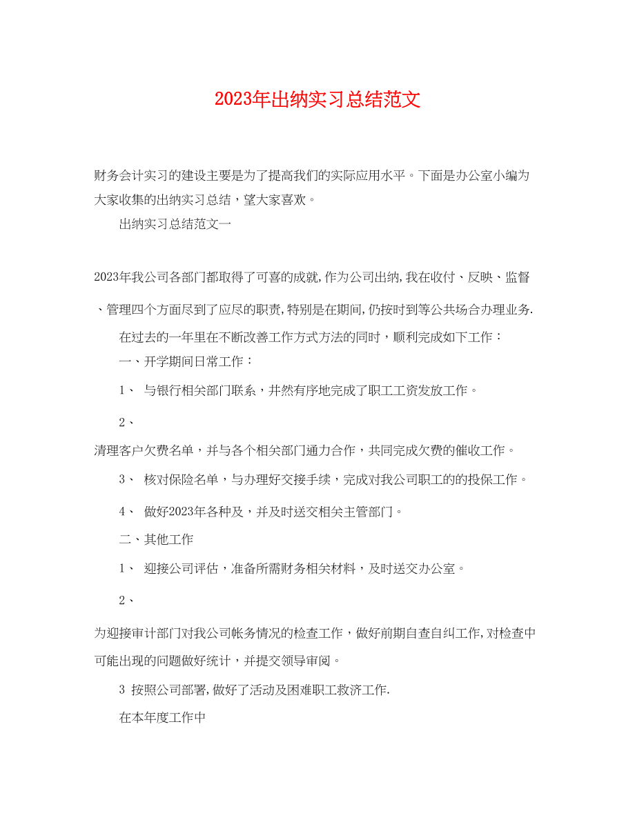 2023年出纳实习总结3范文.docx_第1页