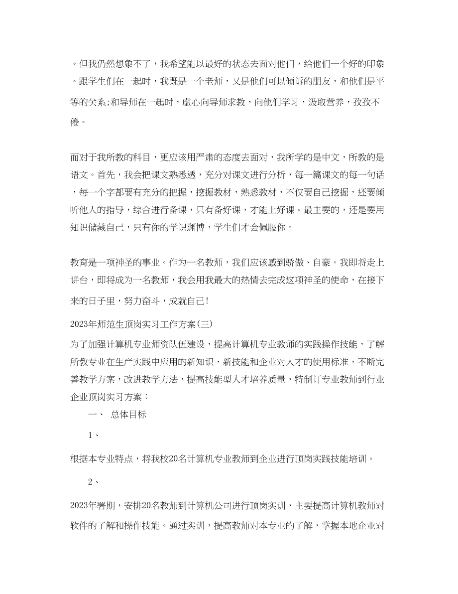 2023年师范生顶岗实习工作计划范文.docx_第3页