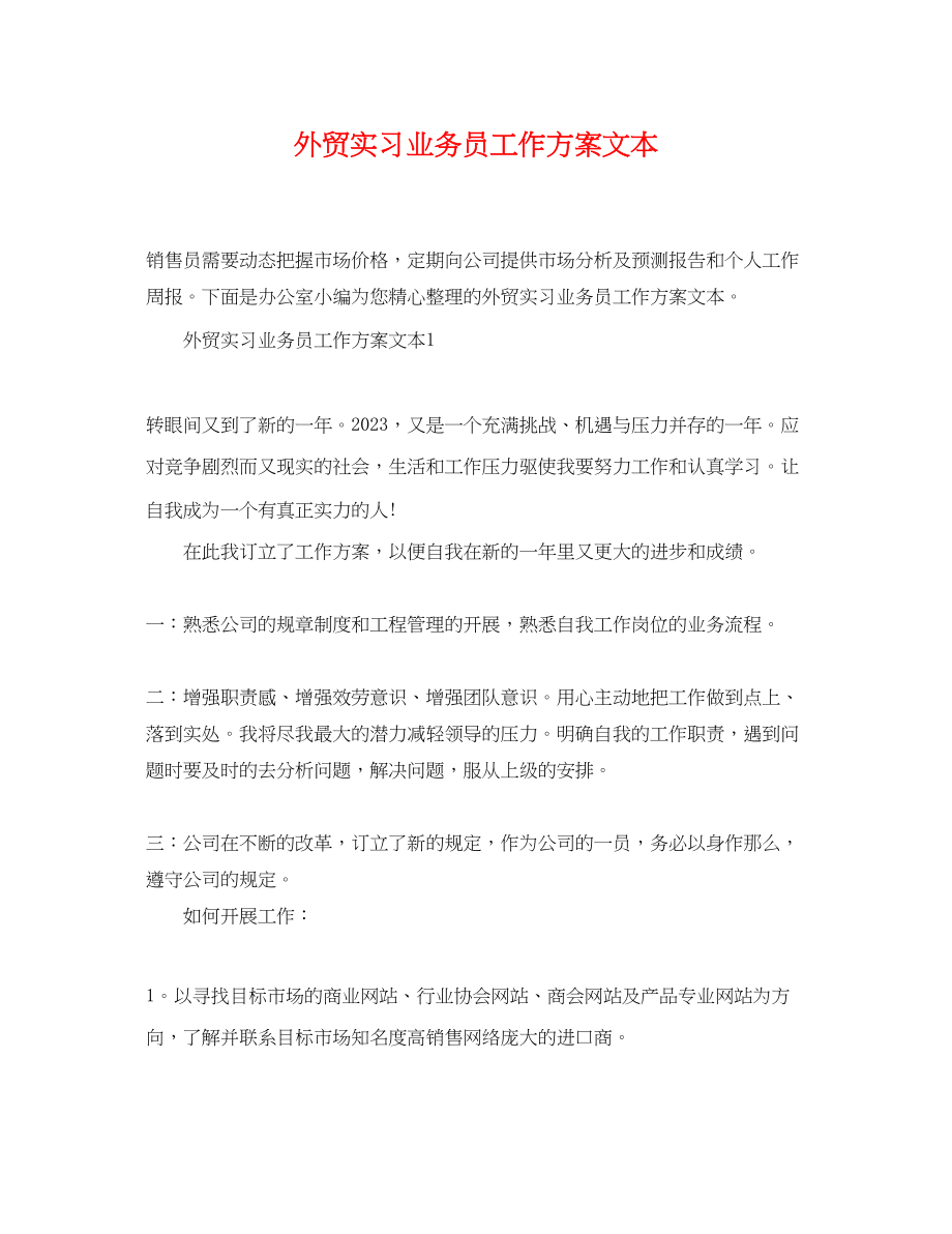 2023年外贸实习业务员工作计划文本范文.docx_第1页