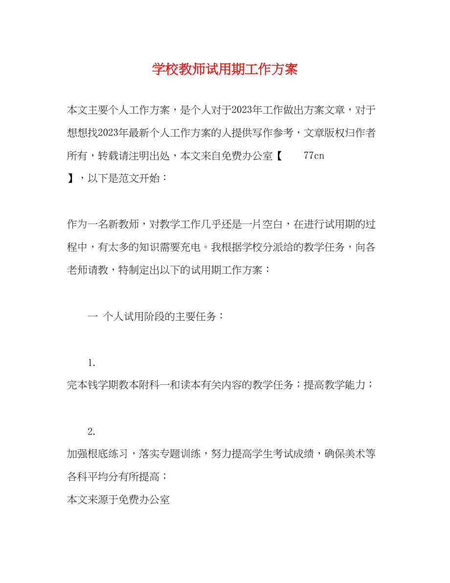 2023年学校教师试用期工作计划范文.docx_第1页