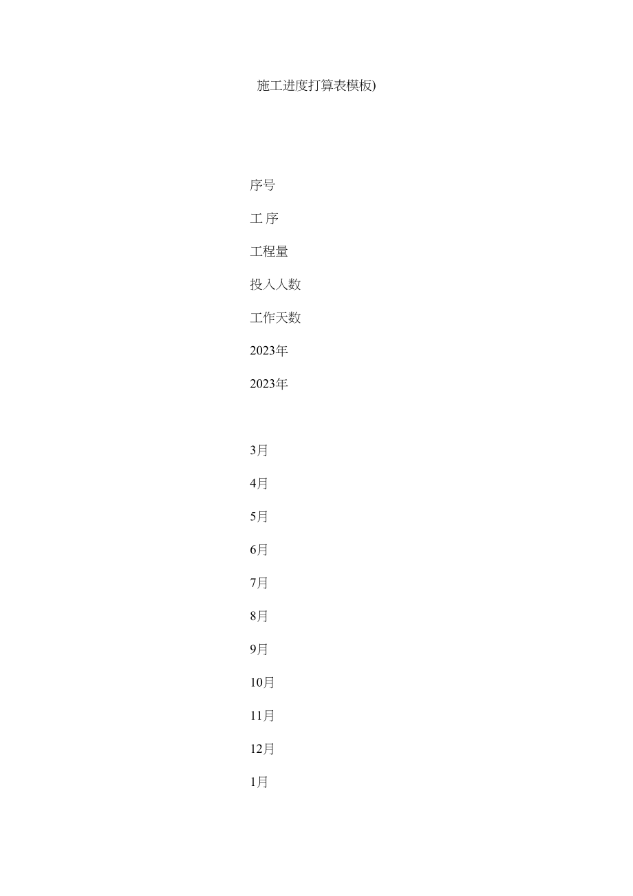 2023年施工进ۥ度计划表模板范文.docx_第1页