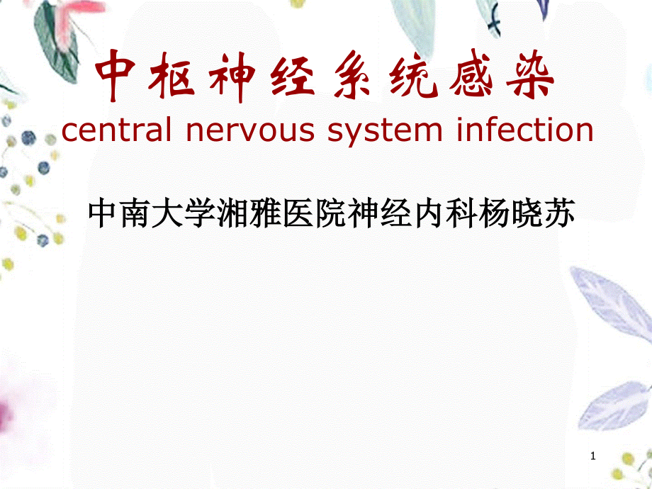 2023年中枢神经系统感染（教学课件）.ppt_第1页