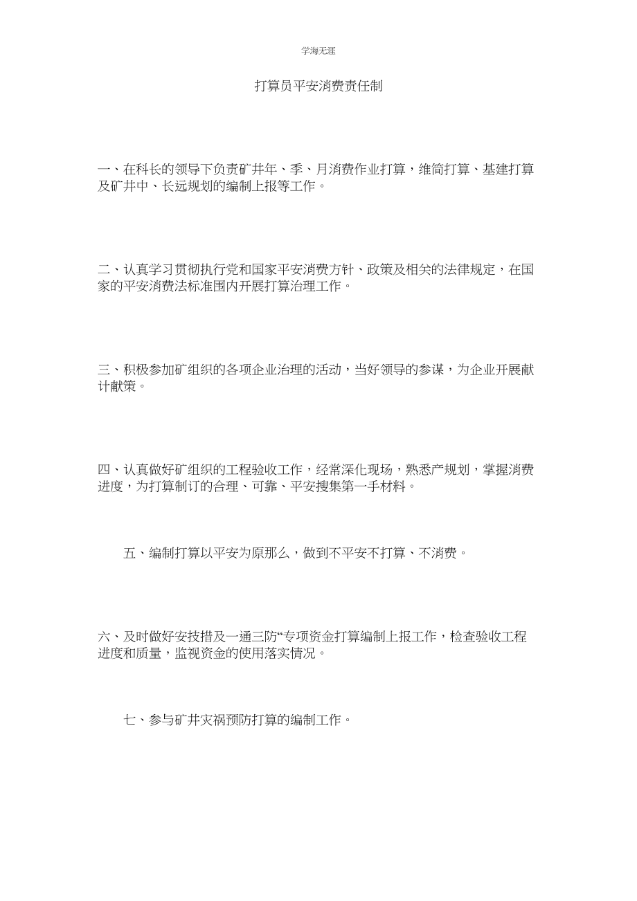 2023年计划员安全生产责任制.docx_第1页