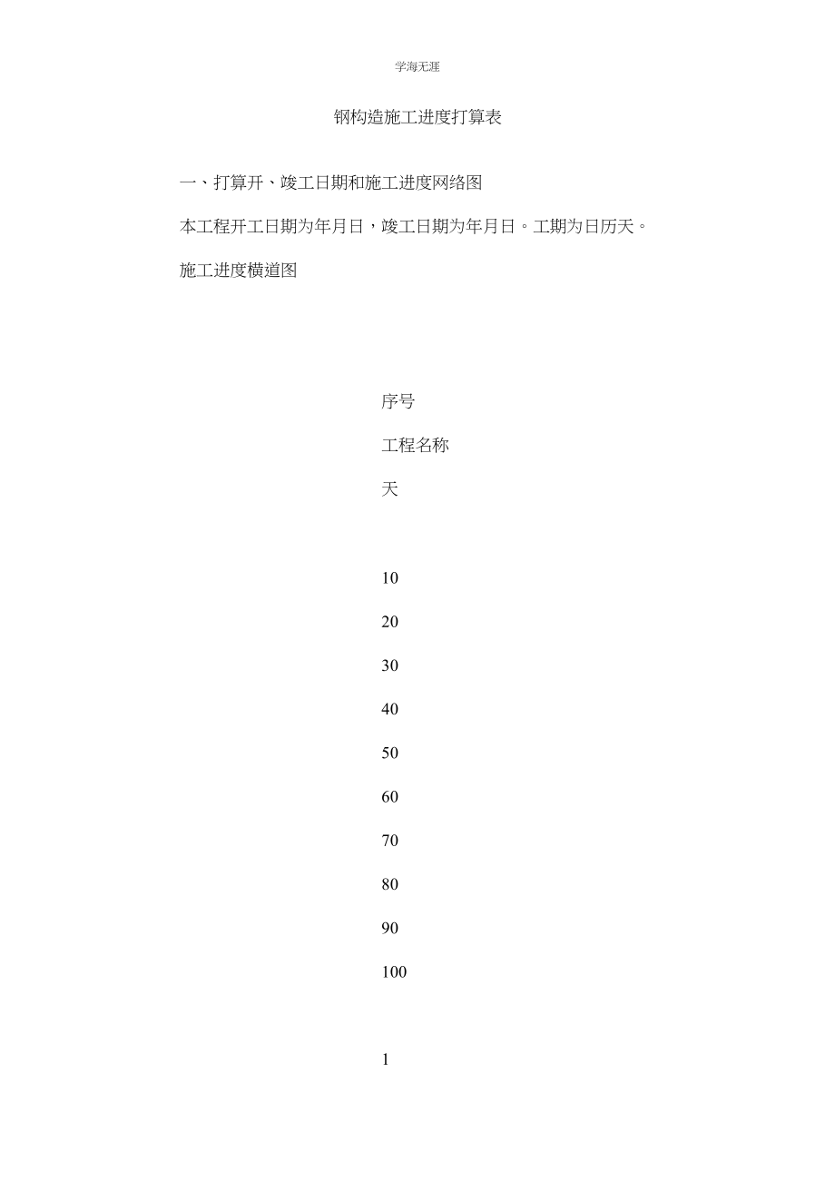 2023年钢结构施工进度计划表范文.docx_第1页