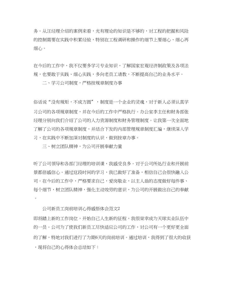 2023年公司新员工岗前培训心得感悟体会.docx_第2页