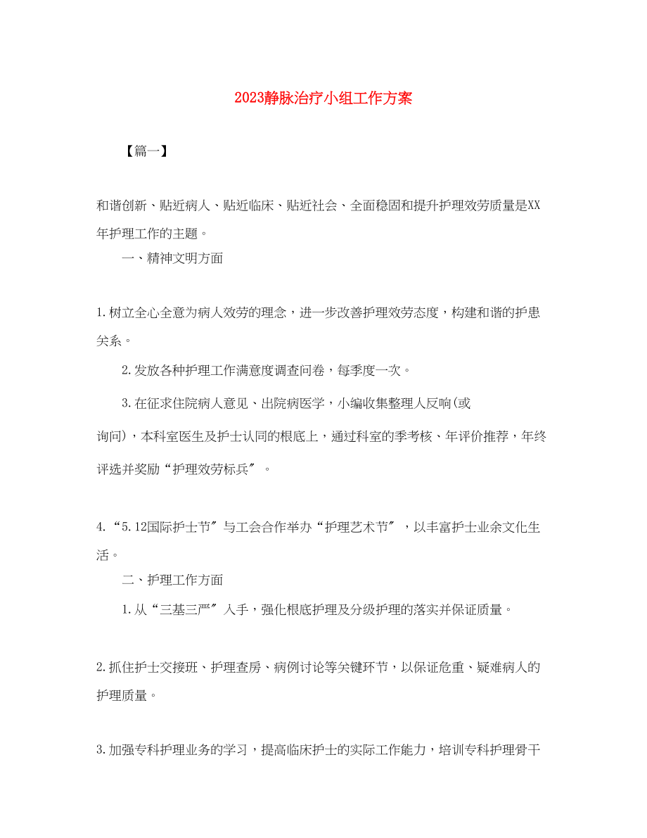 2023年静脉治疗小组工作计划范文.docx_第1页