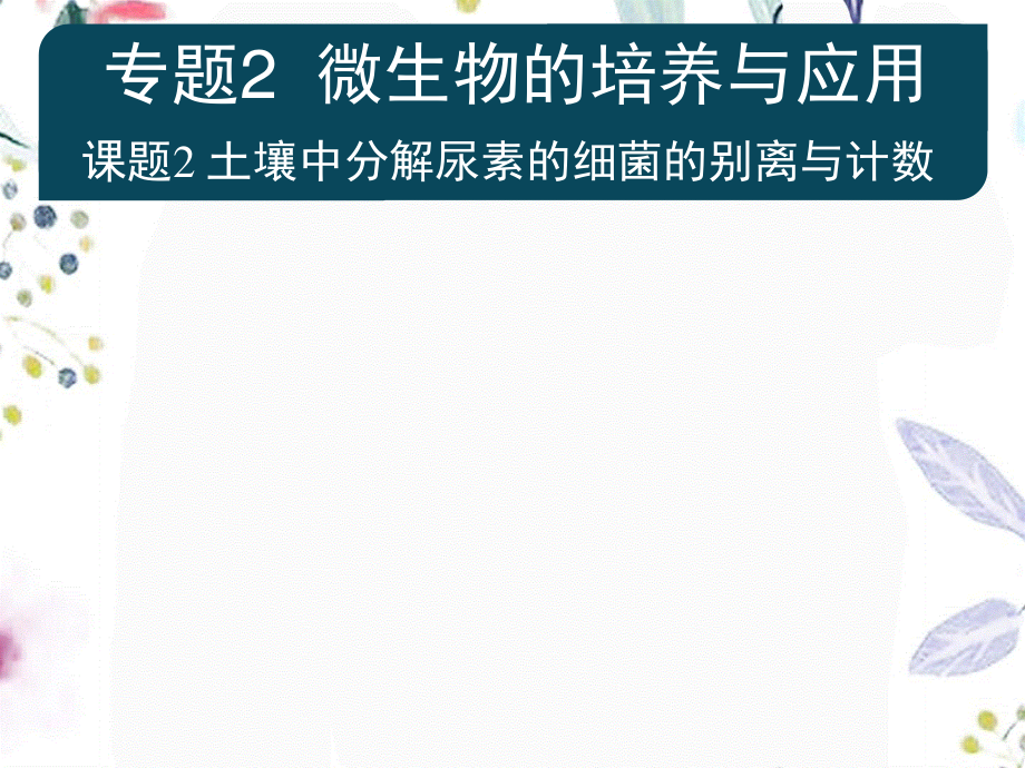 2023年高考生物总复习重点土壤中分解尿素的细菌的分离与计数人教版选修1（教学课件）.ppt_第1页